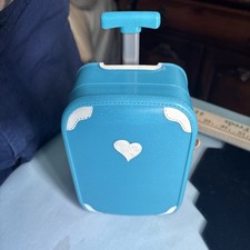 For 18 Doll Rolling Travel Suitcase American girl Our Generation/Teal White