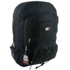 Mens Boys Black Backpack by RED X © Rucksack School College Uni Bag Travel