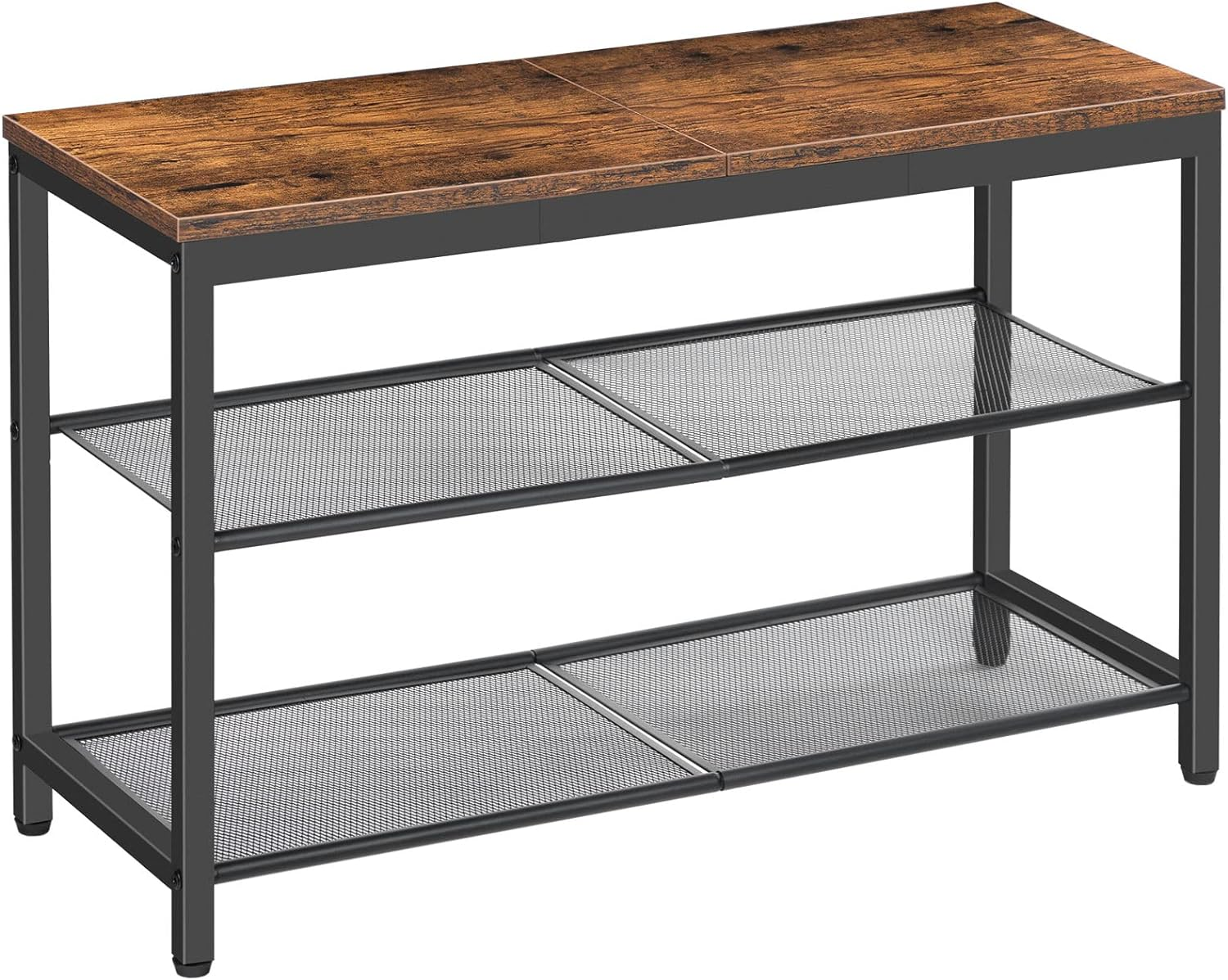 Industrial Shoe Bench with 3-Tier Storage Rack, 29.5 Inch Organizer