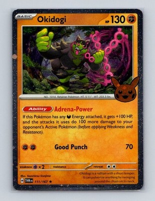 Okidogi 111 2024 Pokemon TWM Trick or Trade Stamped Cosmos Holo Rare Card NM+ e