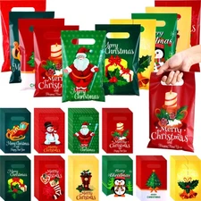 500 Pcs Christmas Plastic Gift Bags Bulk Merchandise Bags with Handles Xmas P...