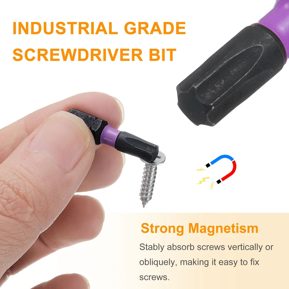 5pcs T27 Magnetic Torx Screwdriver Bit 1/4" Hex Shank 25mm Length Industrial Bit - Imagem 4 de 4