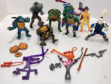 Vtg 1990-92 Lot of 7 TMNT Figurines -Sludge Mobile & Loose Accessories