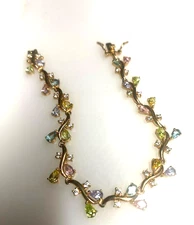ELEGANT 925 STERLING SILVER VERMEIL AND MULTICOLORED GEMS  BRACELET