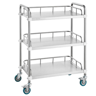 Lab Rolling Cart 3-Layer Stainless Steel Medical Dental Lab Serving Cart