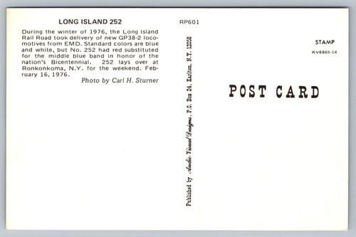 Postcard: Long Island 252 Train, Ronkonkoma NY, Chrome, Unposted - Picture 2 of 2