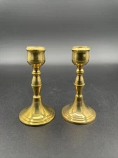New! Mini Brass Gold Candle Stick Holders Set Of 2- 4” Tall - Made In Thailand