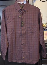 F/X FUSION Mens Cotton Blend Casual Long Sleeve Button-Up SHIRT -Size M-Burg/Nvy