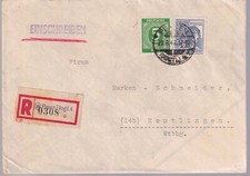 Gemeinsch.Ausg. Mi. 957, 915, Not-R-Plauen/Vogtl. 4, 28.6.47, Landkarten-U