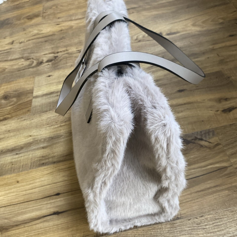 Next Grey Faux Fur Shopper Bag New eBay