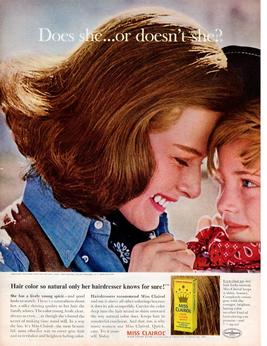 Vintage Beauty Fashion ad 1964 Miss Clairol Hair Color Bath Mother 