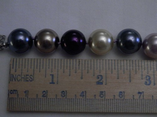 Majestic Faux Pearl Necklace Earring Set Purple White Boxed with Velvet Bags - Picture 5 of 5