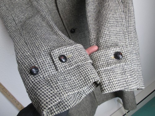 Vintage Macy's Harris Tweed Long Overcoat L Top Coat Wool Woven Check Scottish - Picture 7 of 17