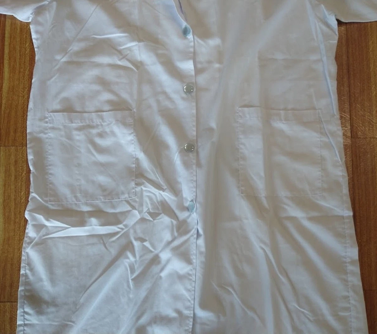 Mary Collection White Lab Jacket, Button Front, 3/4 Sleeves, Size Large, GUC