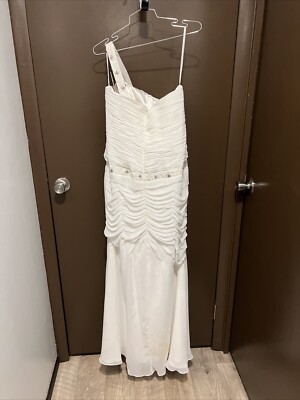one shoulder drop waist wedding dress Satin One Shoulder Minimalist Long Wedding Dress Julia