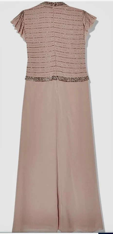 Vestido largo con cuentas envolvente sintético JKARA 10P con manga acampanada - Boda, madre de novia Foto 2 de 4