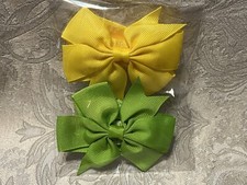 Adorable Hair Bow Grosgrain Ribbon Girl Baby Toddler Elastic Headband Set Of 2