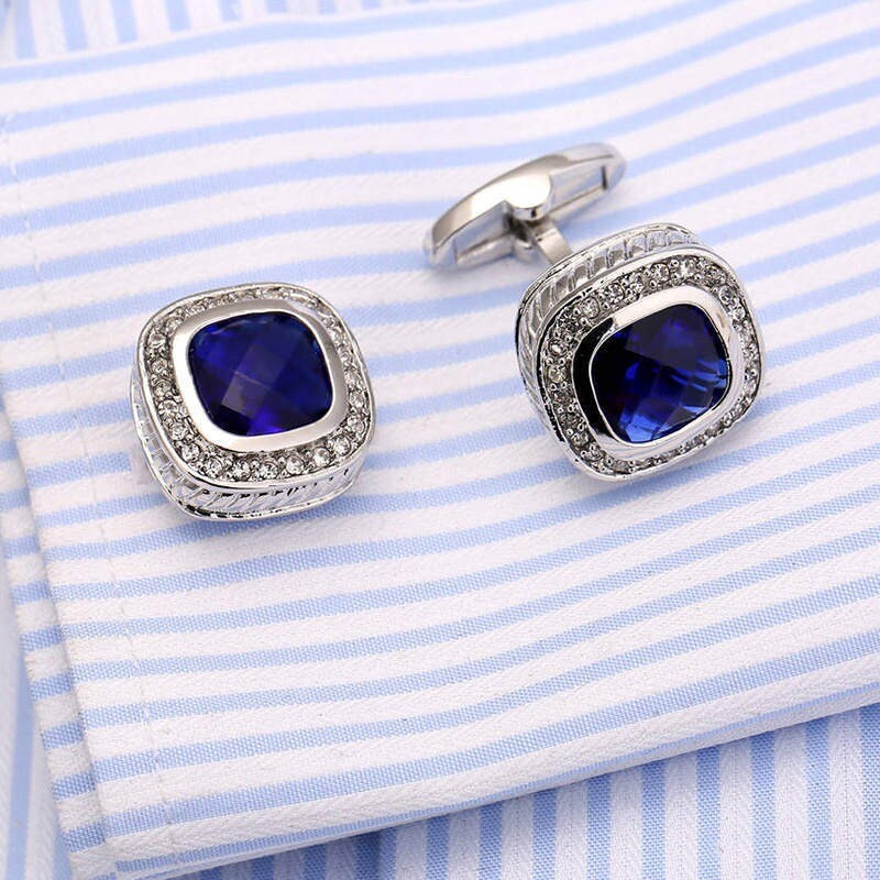 1 Pair French Style Shirt Cufflinks Crystal Cufflinks Wedding Suit Button Retro