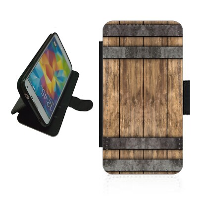 Holzfass Design Handy Hülle Wallet Flip Cover für iPhone Samsung BAR1 Whisky