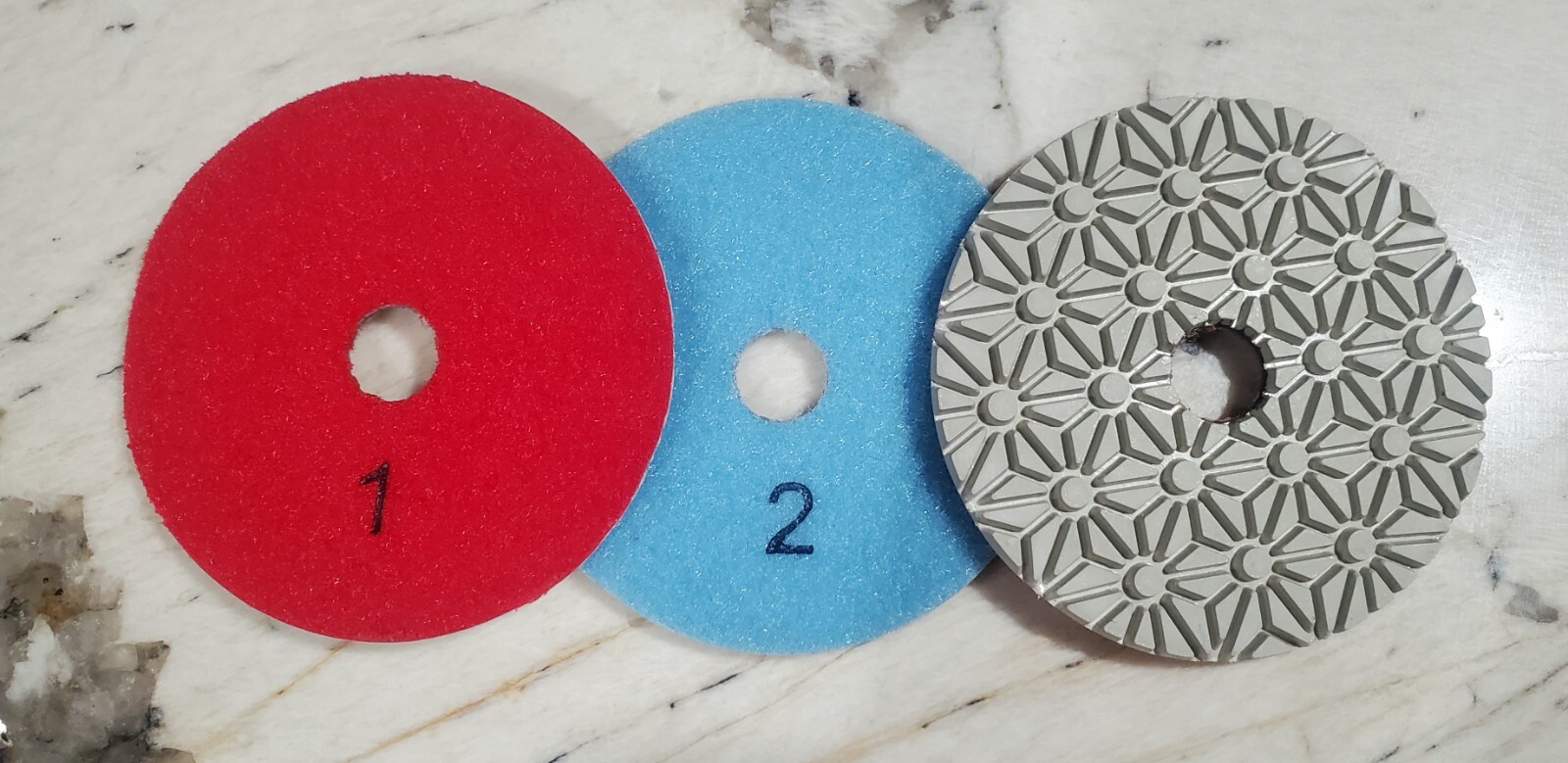 Diamond Polishing Pads 3 Step Wet/Dry 4 Inch Set Granite Mar