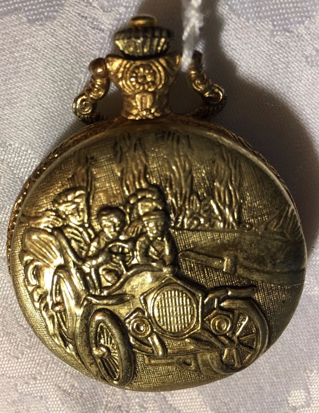 Antique Gold Tone Pocket Watch Runs Fine Battery Operated made in Hong Kong eBay