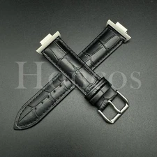 Black Genuine Leather Alligator Watch Strap Fits for Tissot PRX Clasp + Adapter