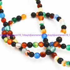 Natural 8/10/12mm Multicolor Agate Gemstone Round Loose Beads 15" AAA