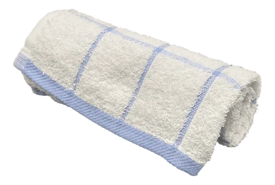 Ambrosia 15 x 26 Kitchen Towels Soft 100% Ring Spun Cotton White & Light Blue