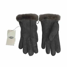 UGG 14049 Women's Classic  Shearling Suede Cuff Perforated Gloves - Olive Size S