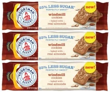 3 Voortman 25% Less Sugar Windmill Cookies w/Almonds Perfectly Sweet 9.52 oz