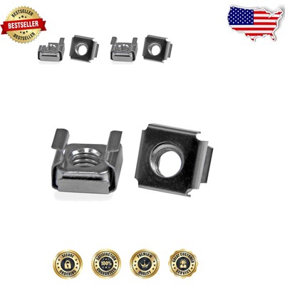 100 Pack M6 Cage Nuts with Installation Tool - Nickel-Plated Steel Fasteners