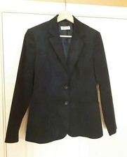 Vintage Adolph Schuman For Lilli Ann Ultrasuede Blazer Navy Blue 1970's M