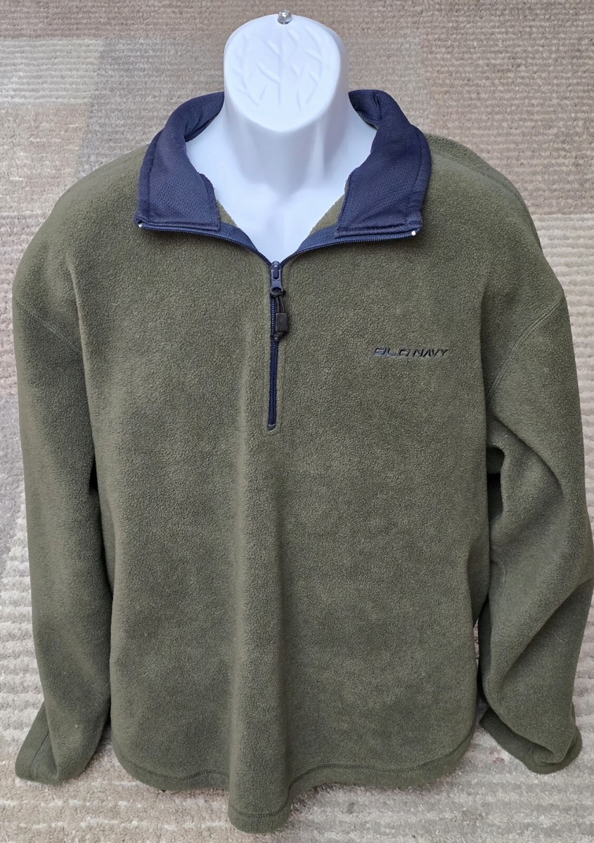 Vintage 90s OLD NAVY Fleece Sweater Men's XL Olive Green 1/2 Vintage 90s OLD NAVY Fleece Sweater Men's XL Olive Green 1/2