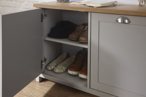 Lancaster Shoe Storage Cabinet 4 Shelves Sideboard Hallway Living Grey - Picture 6 of 7
