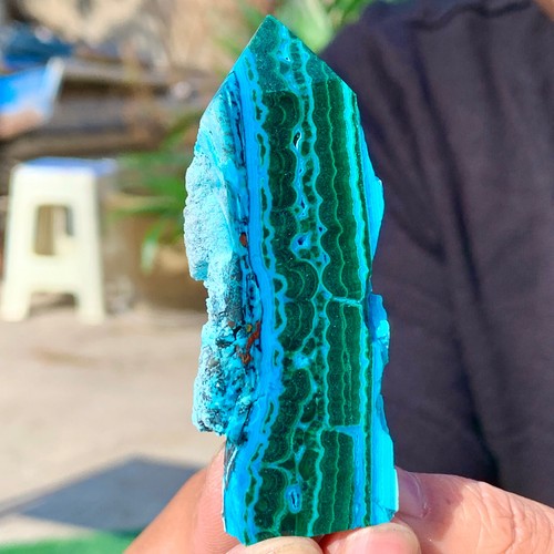 47G Crisocolla Naturale/Malachite Trasparente Grappolo Minerale Obelisco Guarigione - Foto 5 di 15