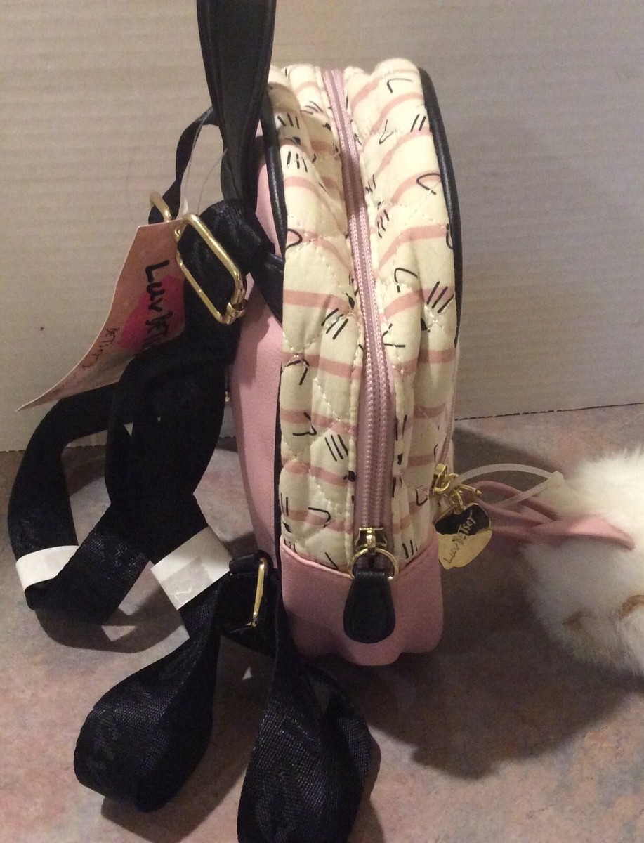 Luv Betsey Johnson Mini Backpack Kitty Cat Pink White Stripe  display picture 1
