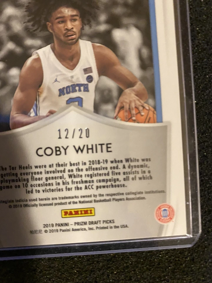 2019 Panini Prizm Draft Picks Coby White Crusade Orange Pulsar #d 12/20 Rookie - Image 3 of 3