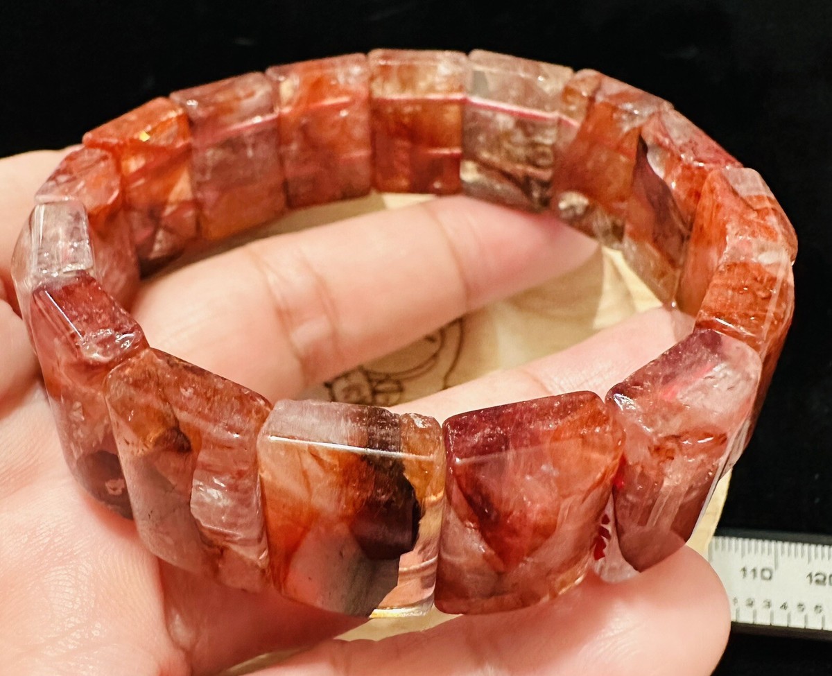 Beautiful Natural Red Fire Quartz Cystal Gemstone Bracelet Bangle