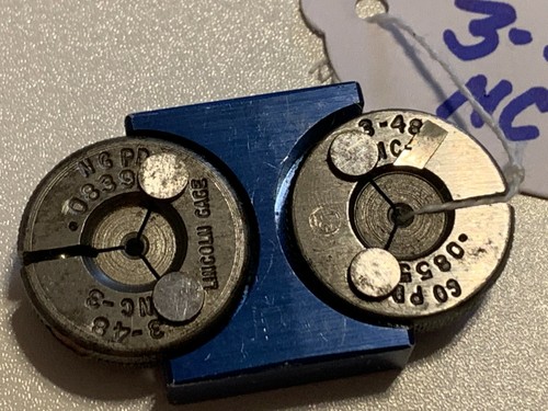 LINCOLN -THREAD RING GAGES - 3-48 NC-3 GO .0839 NO GO- .0855 - Picture 3 of 3