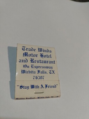 Vintage Matchbook Ephemera Collectible F1 Wichita falls Texas trade winds