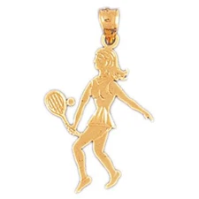 Tennis Player Charm Pendant 14k Gold (0.9 Grams)