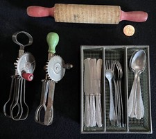 50s Large Doll Size Kitchenware - Cookware - Bakeware - Flatware - Rack  Mixers