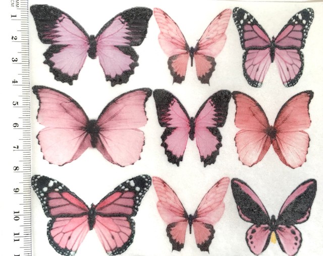 Pink Butterfly Edible Cake Topper Mixed Species 10pc Crimson Fairy Rose