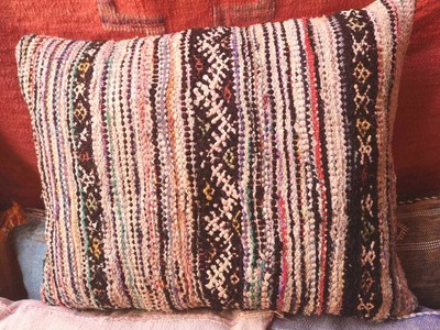 Moroccan Handmade Boucherouite Kilim Pillow Cushion 18 X18 Ebay