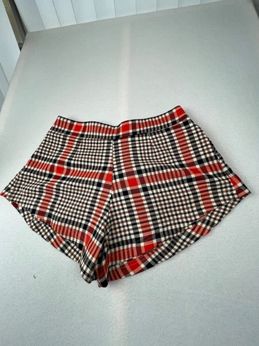 FREE PEOPLE Mayfair Pleated Plaid Shorts Rusty Combo  High Waisted Size 10 NWT