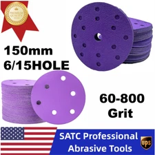 Premium Ceramic Grain Sanding Discs 6 Inch Sandpaper Hook and Loop Grit 60- 800