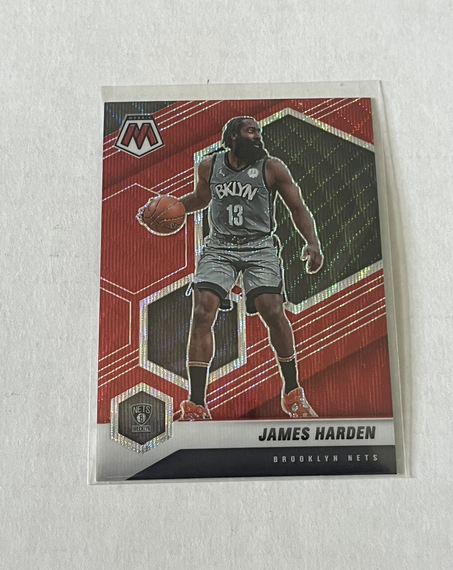 James Harden 2020-21 Mosaic Red Wave Prizm Brooklyn Nets #173