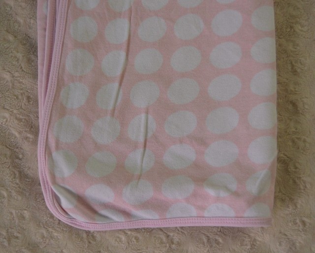 Carter's Pink White Baby Blanket Polka Dot Circle Jersey Knit Swaddle