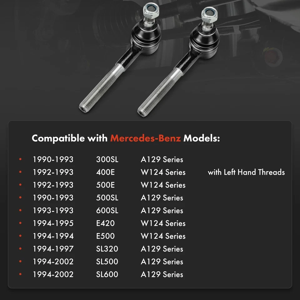 Extremo de barra de amarre de dirección interior delantera 2 piezas para Mercedes-Benz SL500 SL320 SL600 300SL Foto 2 de 4