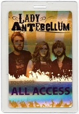 Lady Antebellum 2009 Concert Tour All Access Laminated Backstage Pass